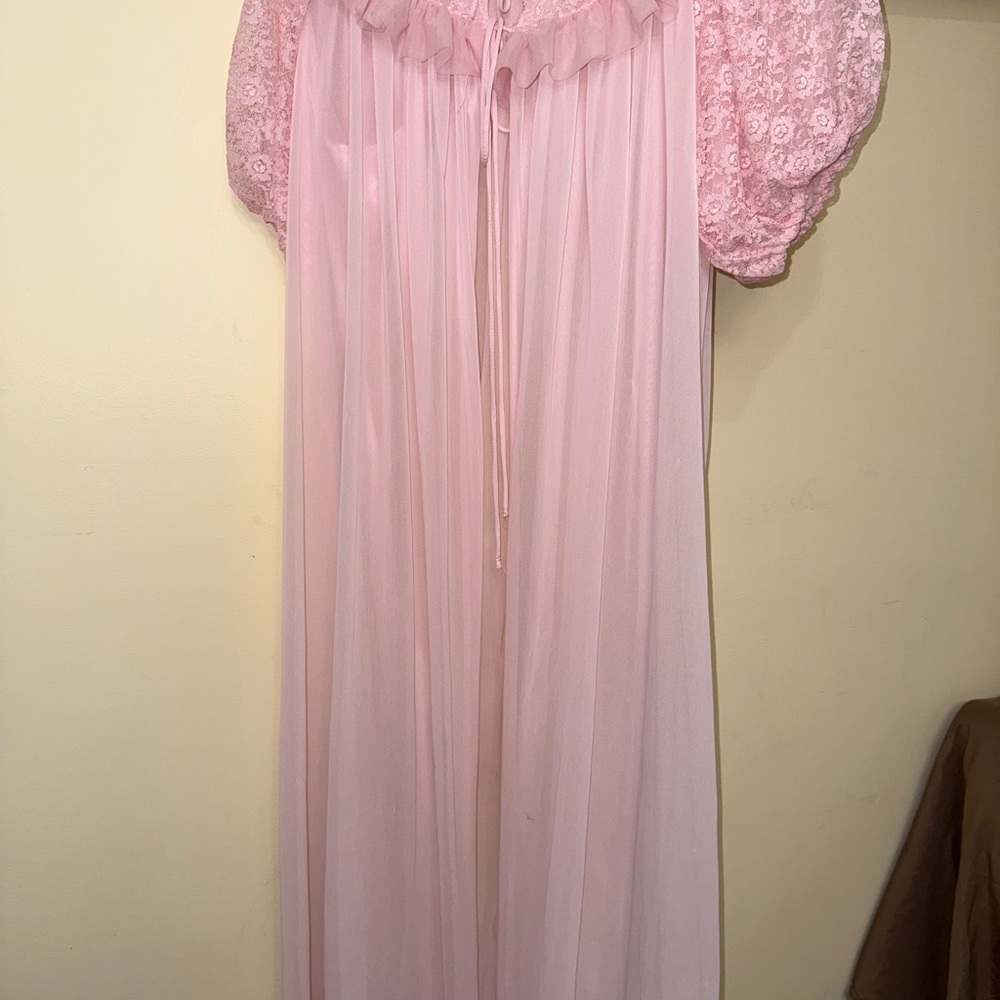 Delicate Pink Lace Robe